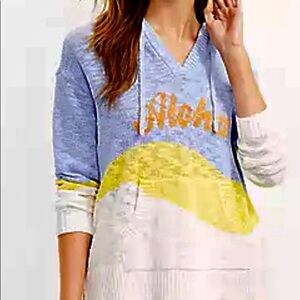 Lou & Grey Light Blue Knit Aloha Sweater W/ Hood